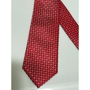 Vintage Macson Men's Silk Necktie - Tie -  Red White Microdot